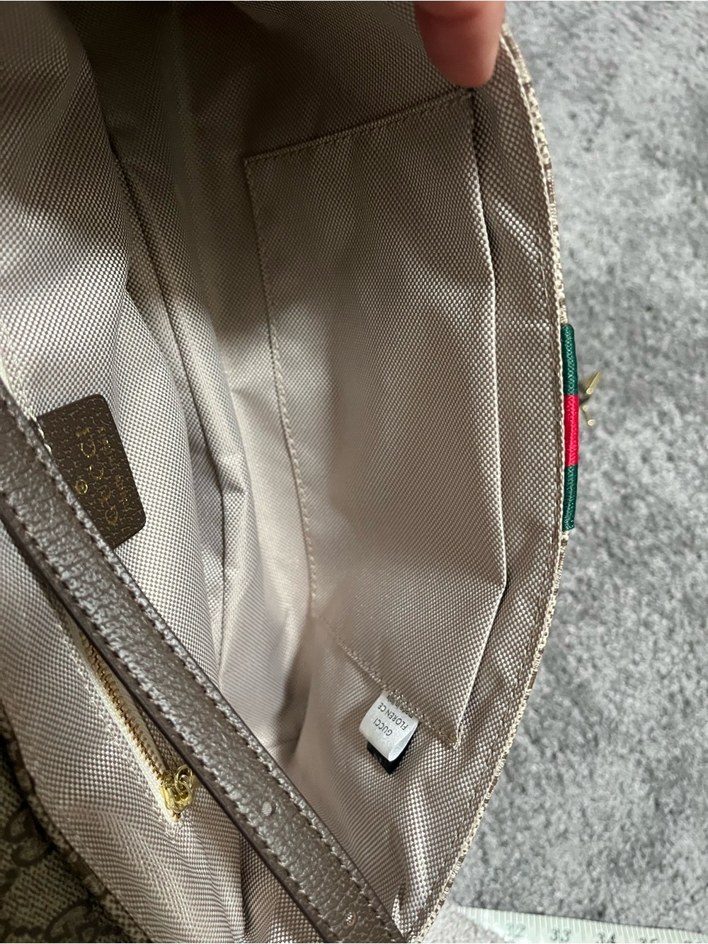 Madison bag Beige Monogram Shoulder Bag with Green and Red Stripe - Picture 8 of 8